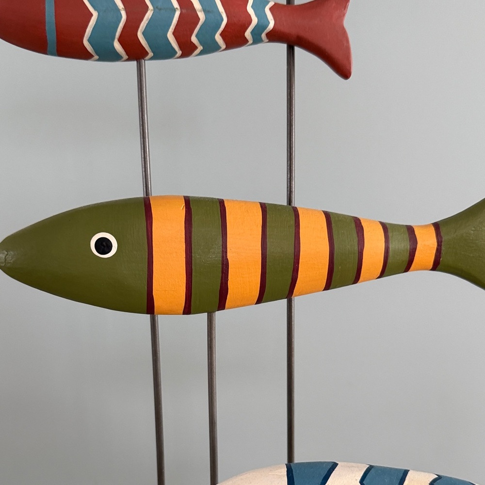 Colorful Wooden Fish Mobile -Type Multicolor Decorative Coastal Accent - Picture 5 of 12